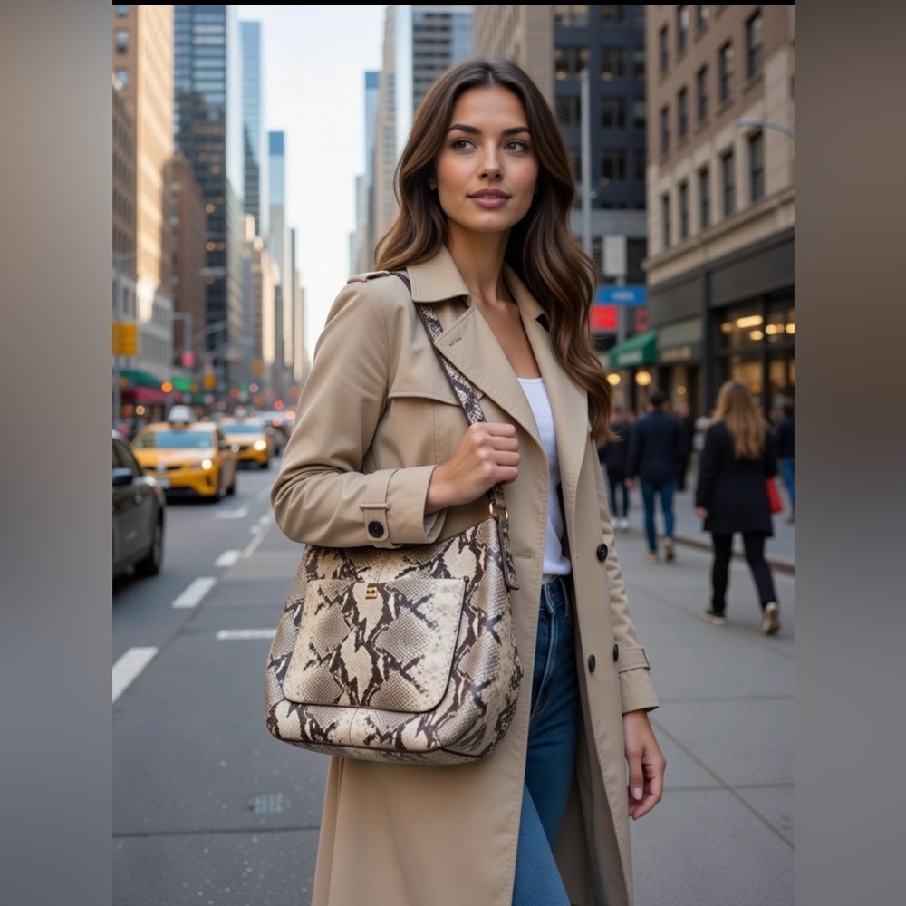 Kate Spade Hobo Snake Print Leather Shoulder Handbag